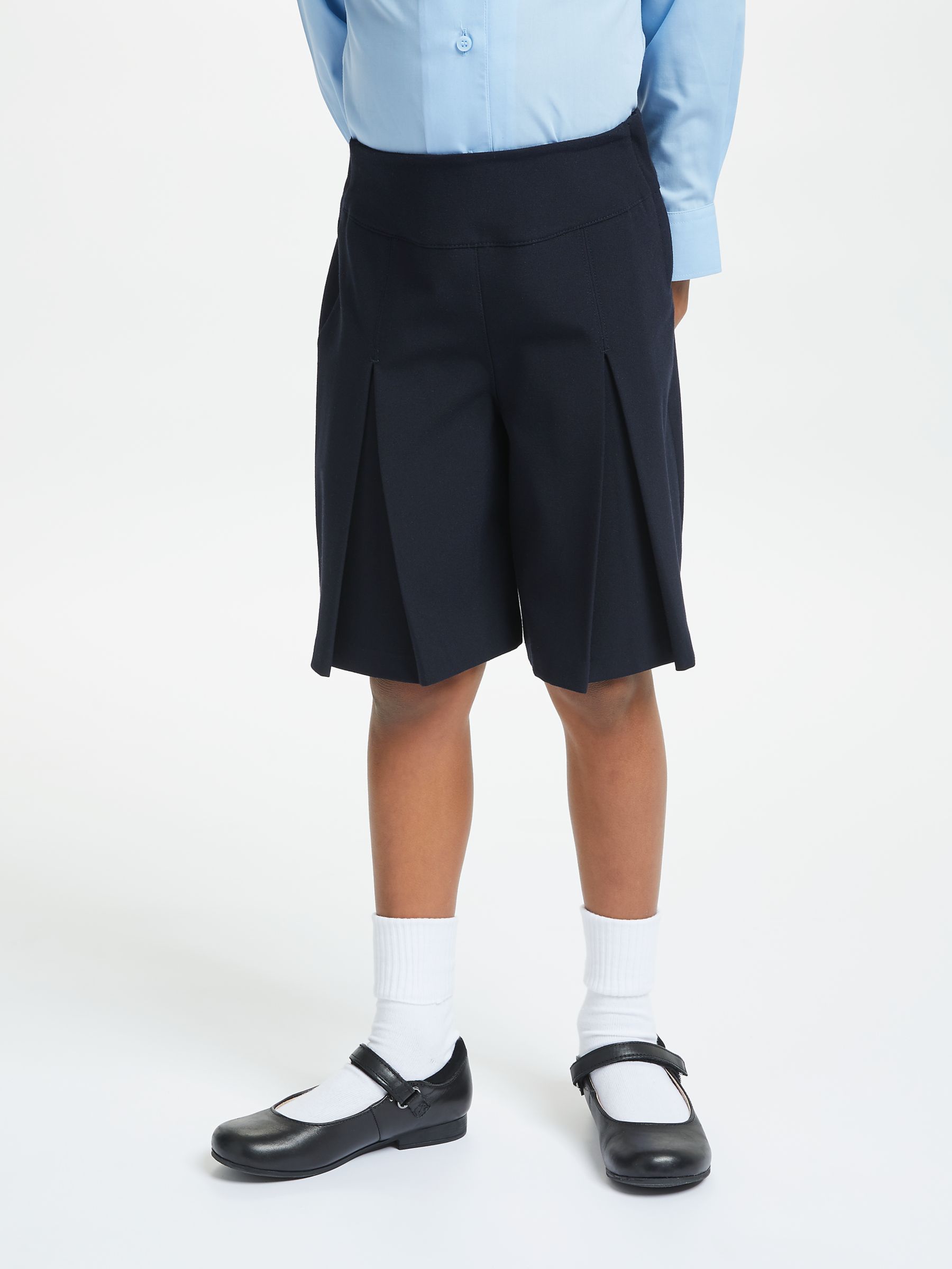 John Lewis Girls' Adjustable Waist Stain Resistant School Culottes, Navy, 4 years