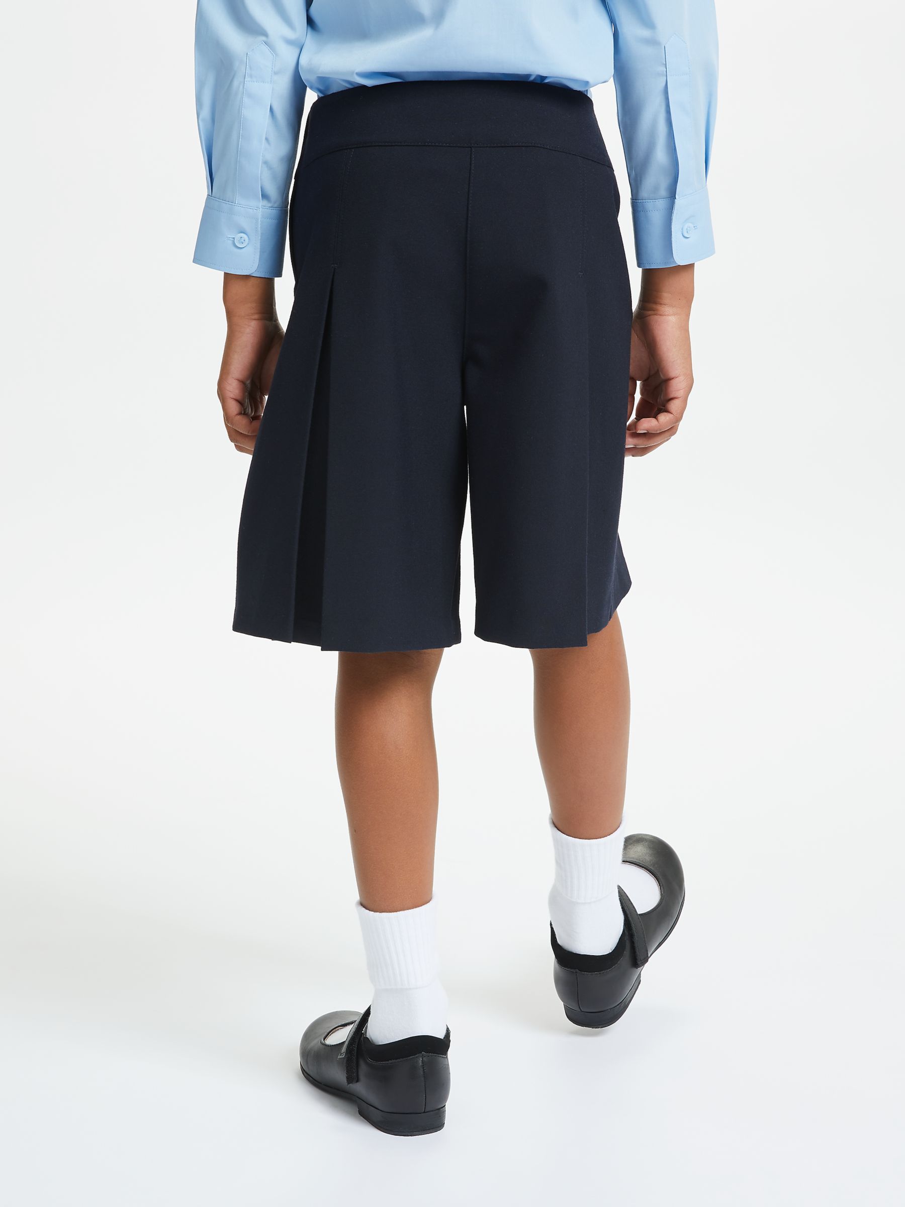 John Lewis Girls' Adjustable Waist Stain Resistant School Culottes, Navy, 4 years