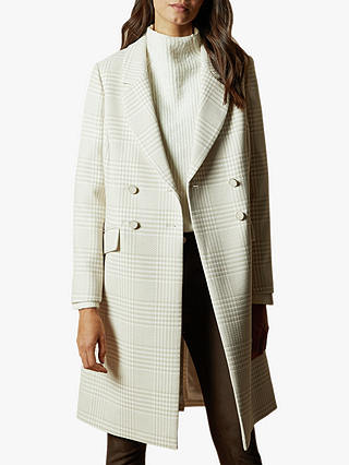 Ted Baker Sophili Double Breasted Check Coat, Natural