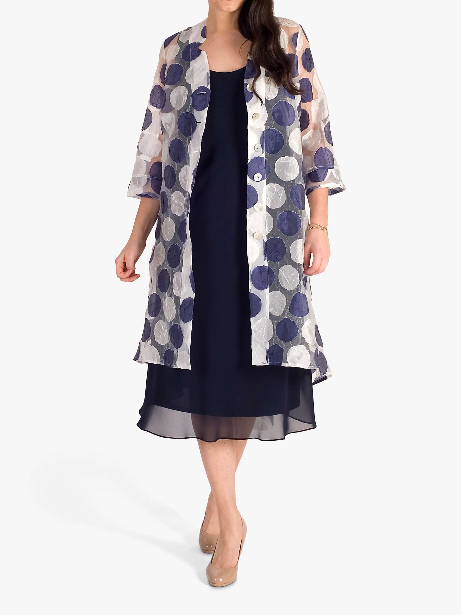 Buy chesca Burnout Organza Long Coat, Ivory/Navy Online at johnlewis.com