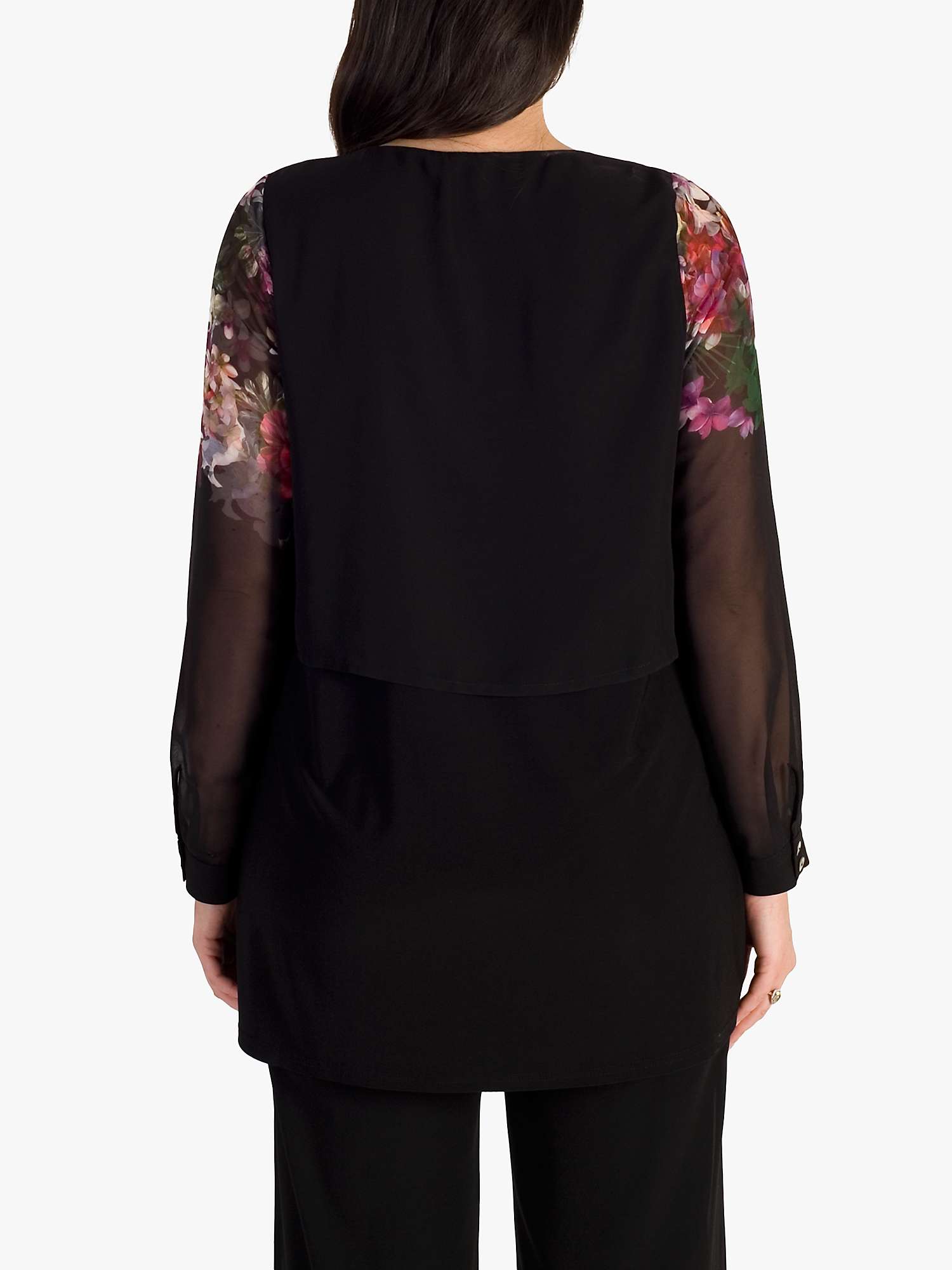 Buy chesca Wisteria Placement Print Double Layered Top, Black/Grape Online at johnlewis.com