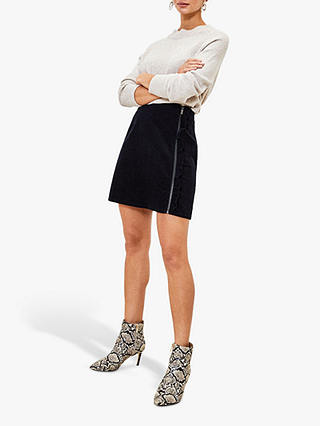 Oasis Ruffle Zip Cord Mini Skirt, Navy