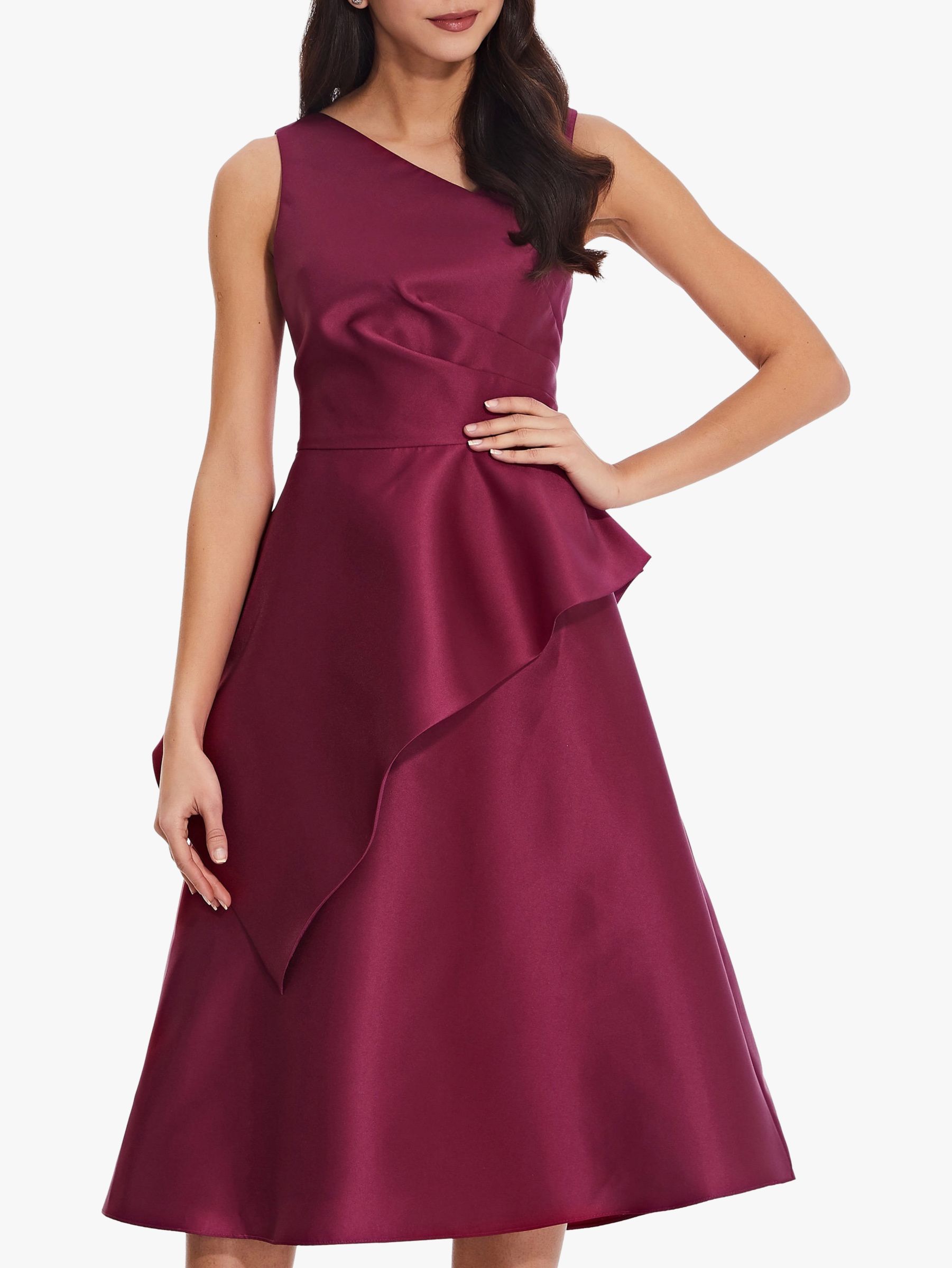 Adrianna Papell Mikado Midi Dress, Red Plum