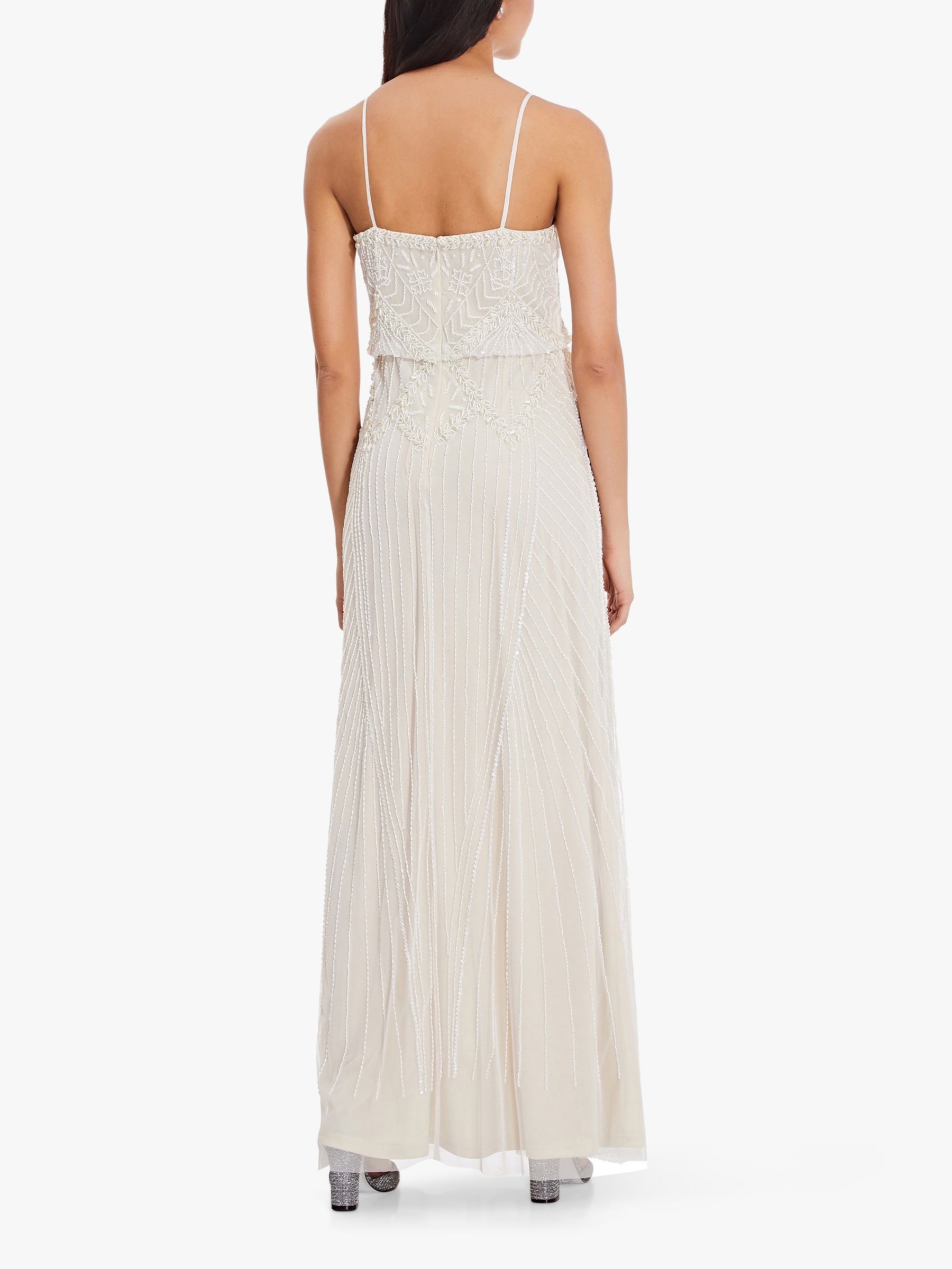 Adrianna Papell Beaded Blouson Dress Ivory 6