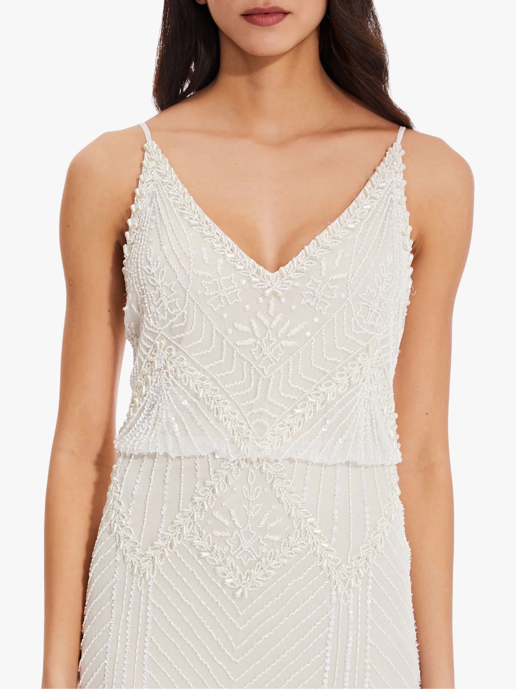 Adrianna Papell Beaded Blouson Dress Ivory 6