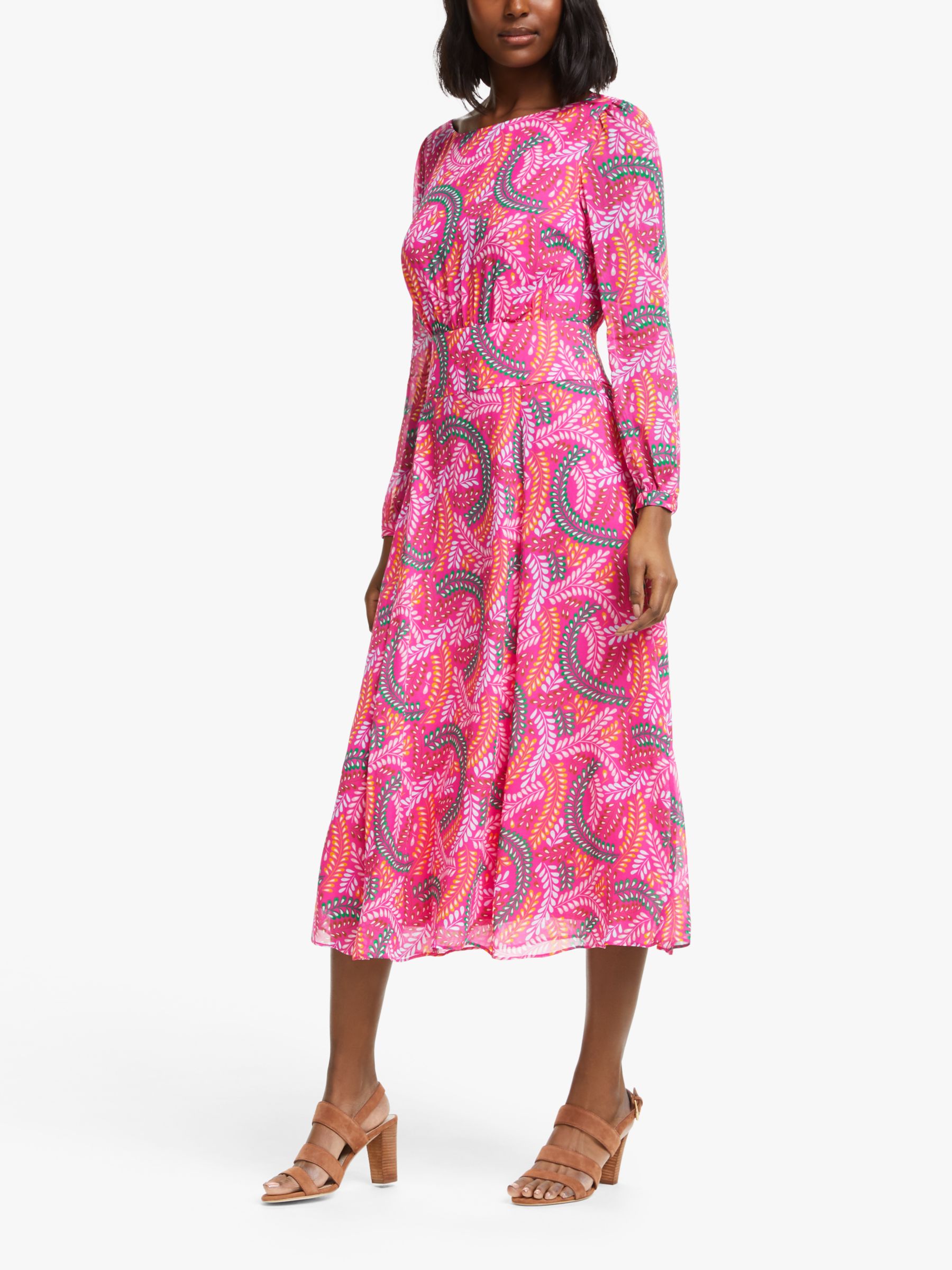 Boden Ingrid Midi Dress, Party Pink/Swish at John Lewis & Partners