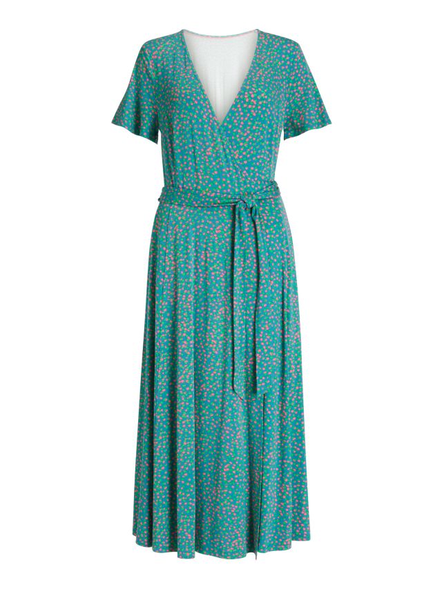 Boden Cassia Spotted Midi Dress, Vibrant Teal/Speckle, 8