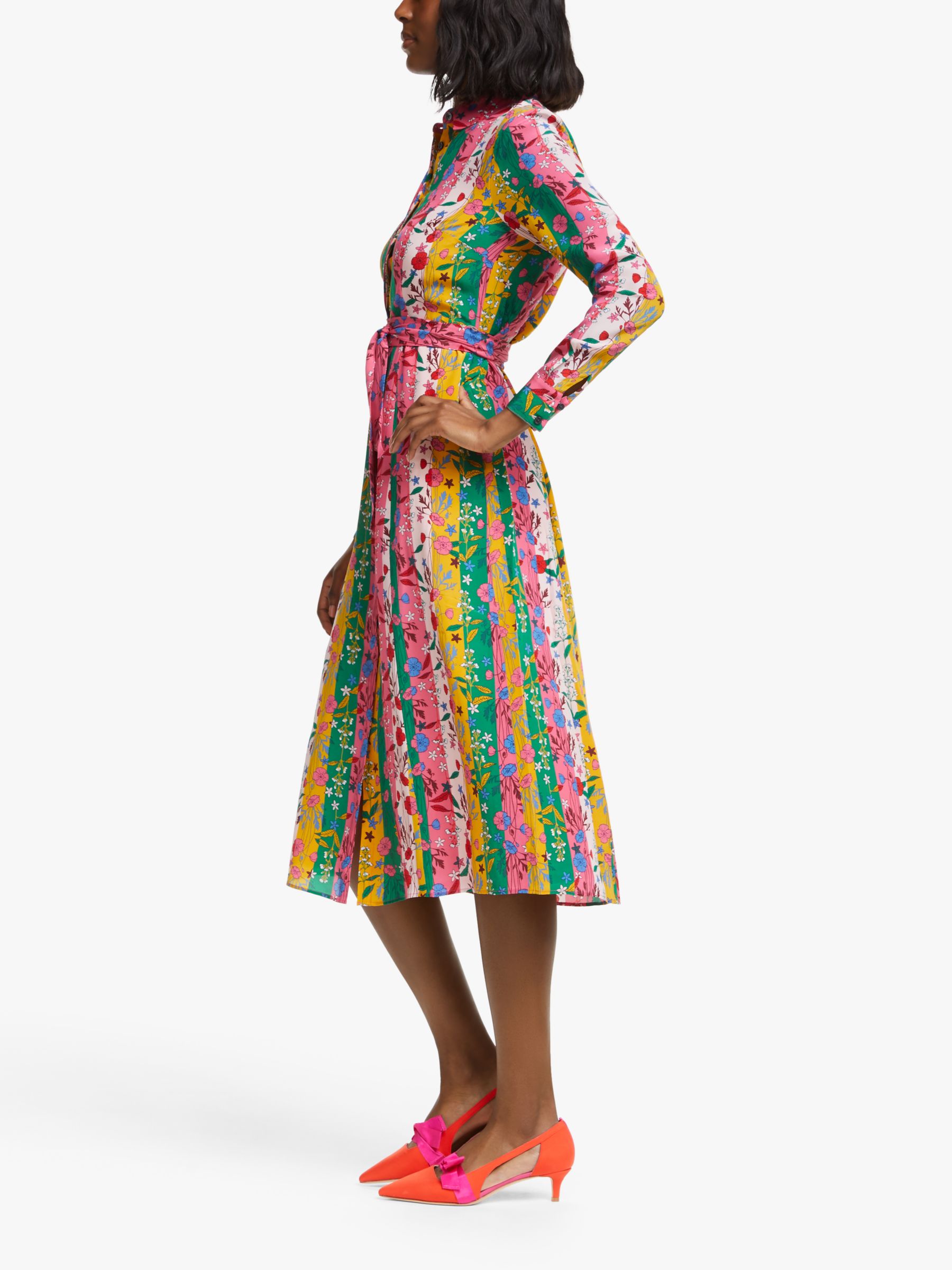 Boden Orella Floral Silk Dress, Bright Camelia