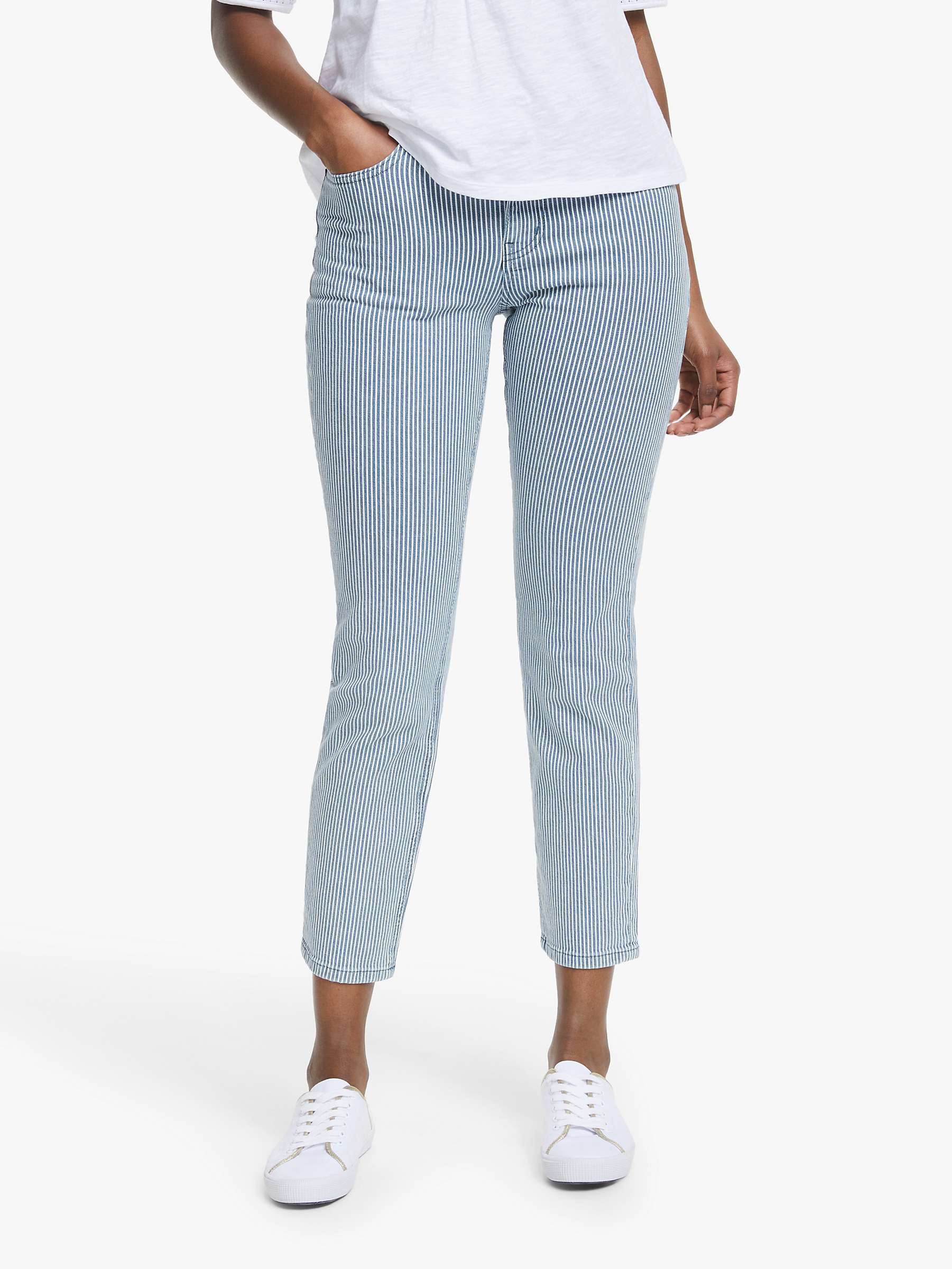 Buy Boden Slim Skimmer Ticking Stripe Crop Jeans, Blue Online at johnlewis.com