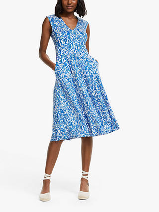Boden Odilie Floral Jersey Dress, Blue/White