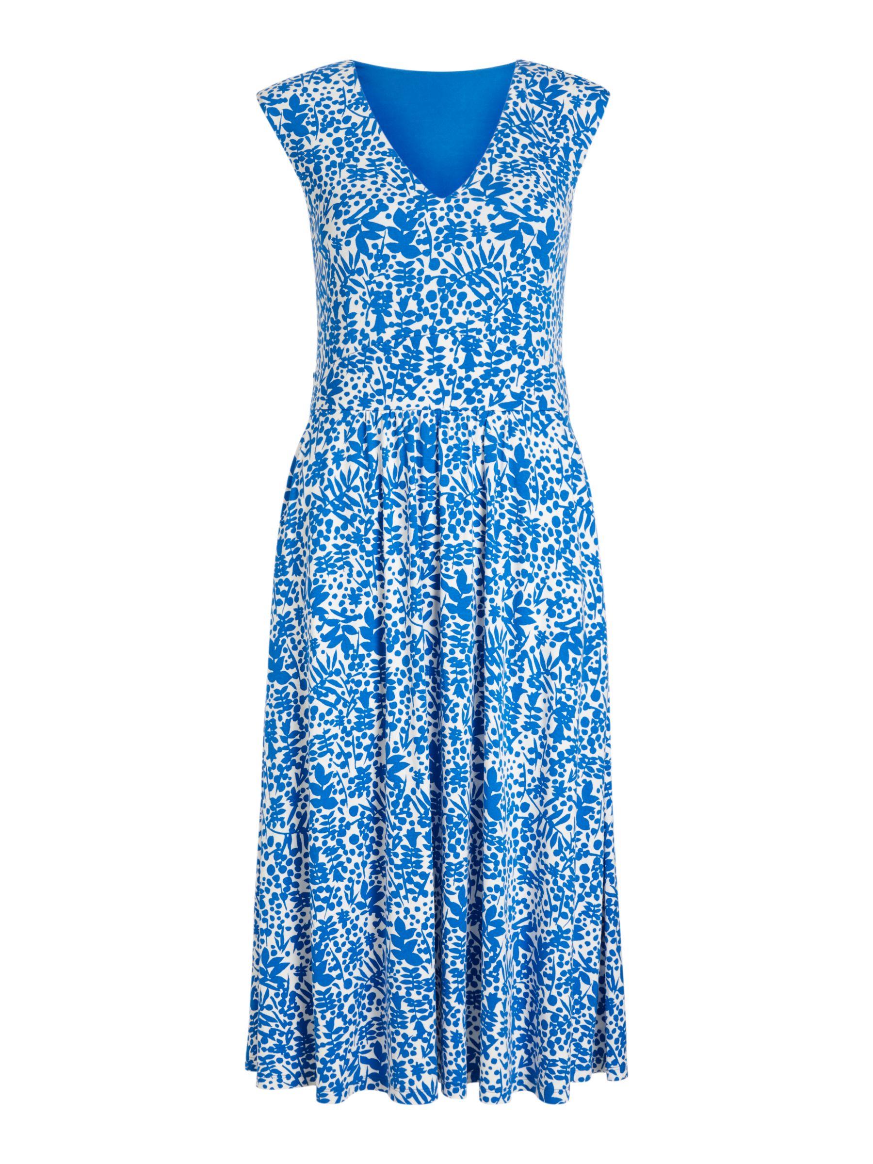 Boden Odilie Floral Jersey Dress, Blue/White at John Lewis & Partners