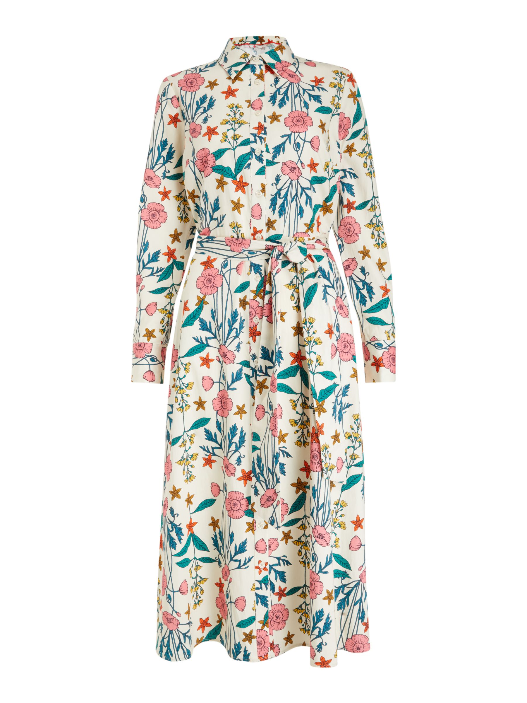 Boden Isadora Floral Shirt Dress, Ivory/Garden Charm, 8
