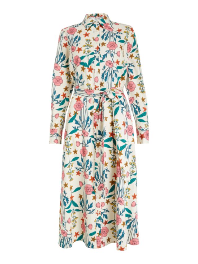 Boden Isadora Floral Shirt Dress, Ivory/Garden Charm, 8