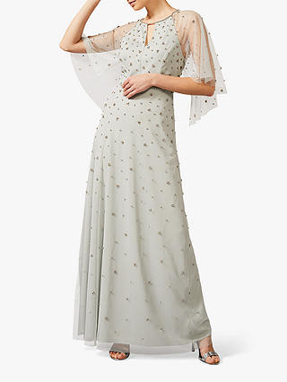 Phase Eight Blanca Crystal Embellished Tulle Maxi Dress, Duck Egg
