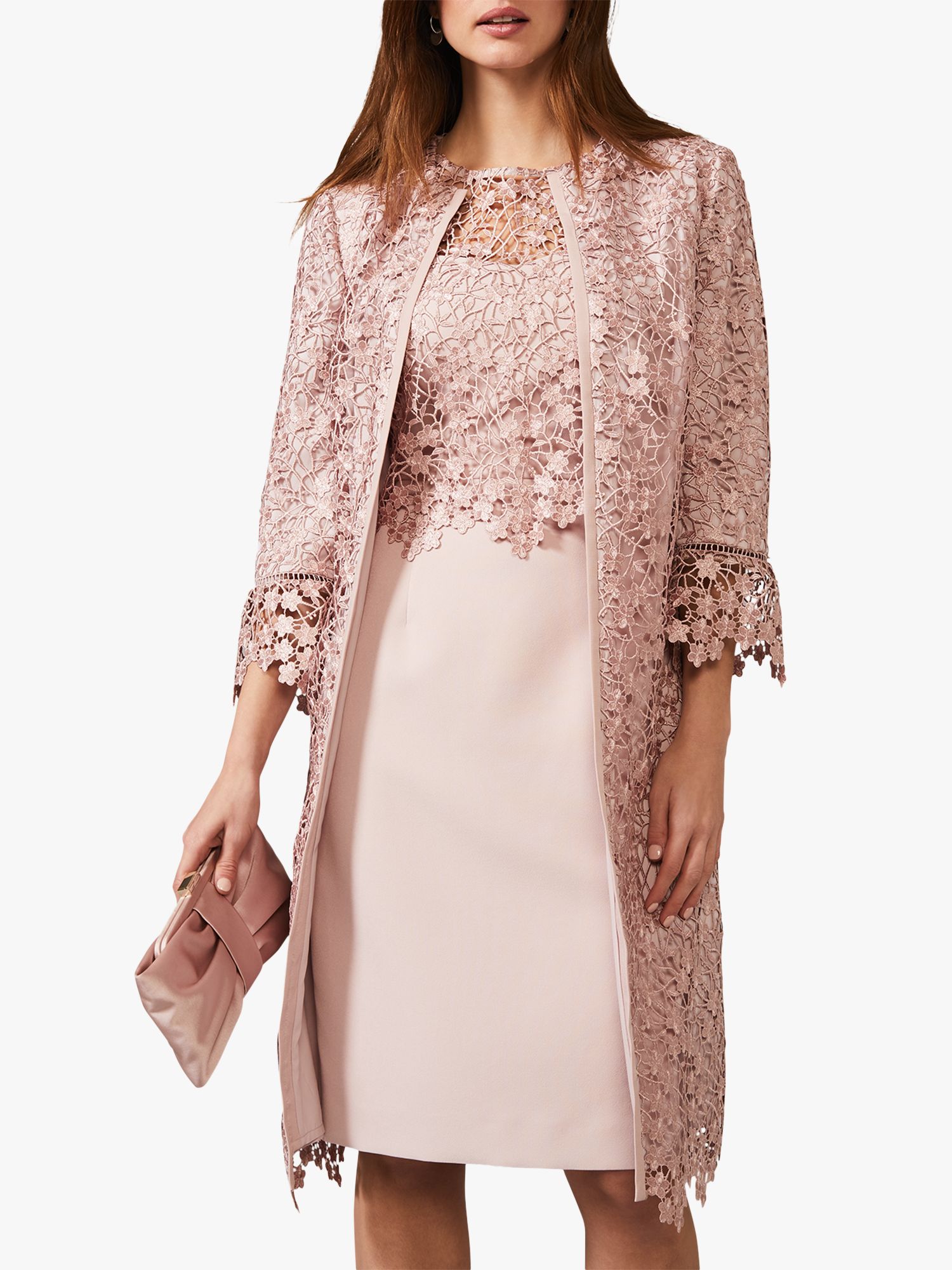phase eight trinity corded lace dress dusty rose