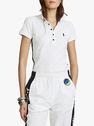 Polo Ralph Lauren Beaded Short Sleeve Polo Shirt, White