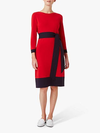 Hobbs Ellen Knitted Dress, Red/Navy