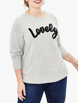 Oasis Curve Lovely Slogan Sweatshirt, Grey/Multi