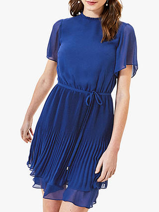 Oasis Pleated Skater Mini Dress, Rich Blue