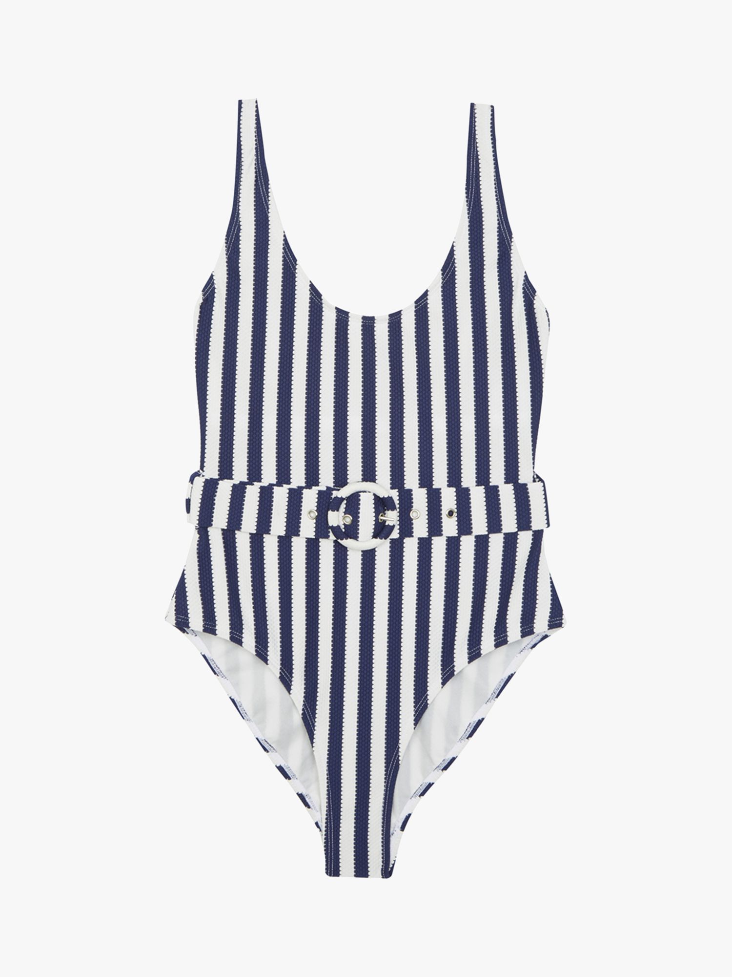 Warehouse Breton Stripe Swimsuit, Navy