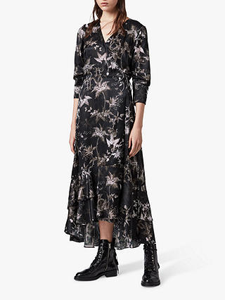 AllSaints Tage Evolution Silk Blend Dress, Black
