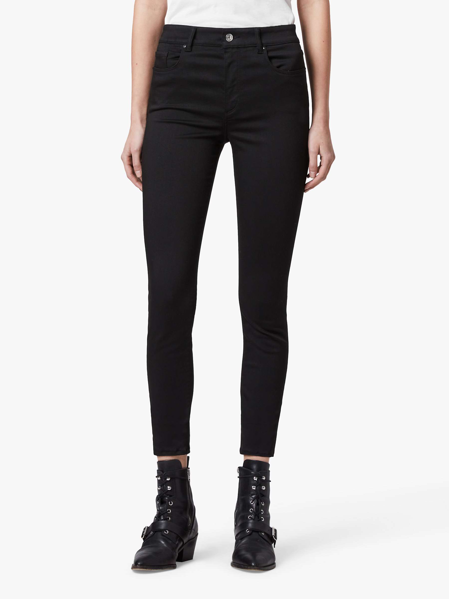 Buy AllSaints Miller High Rise Skinny Jeans, Stay Black Online at johnlewis.com