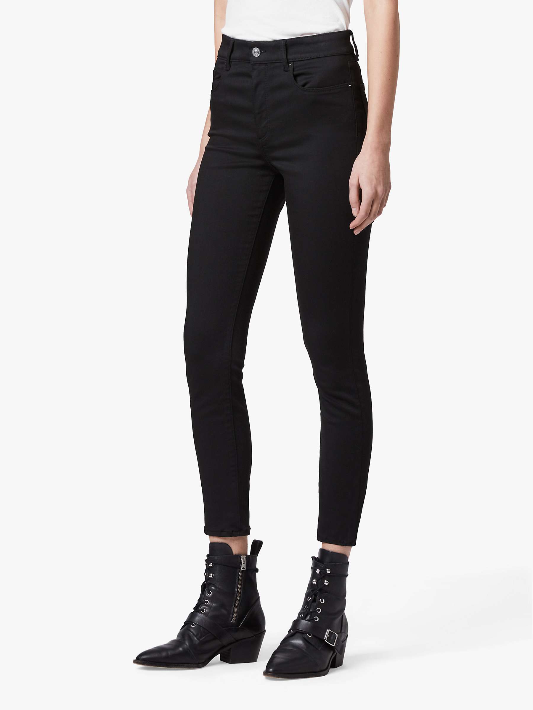 Buy AllSaints Miller High Rise Skinny Jeans, Stay Black Online at johnlewis.com