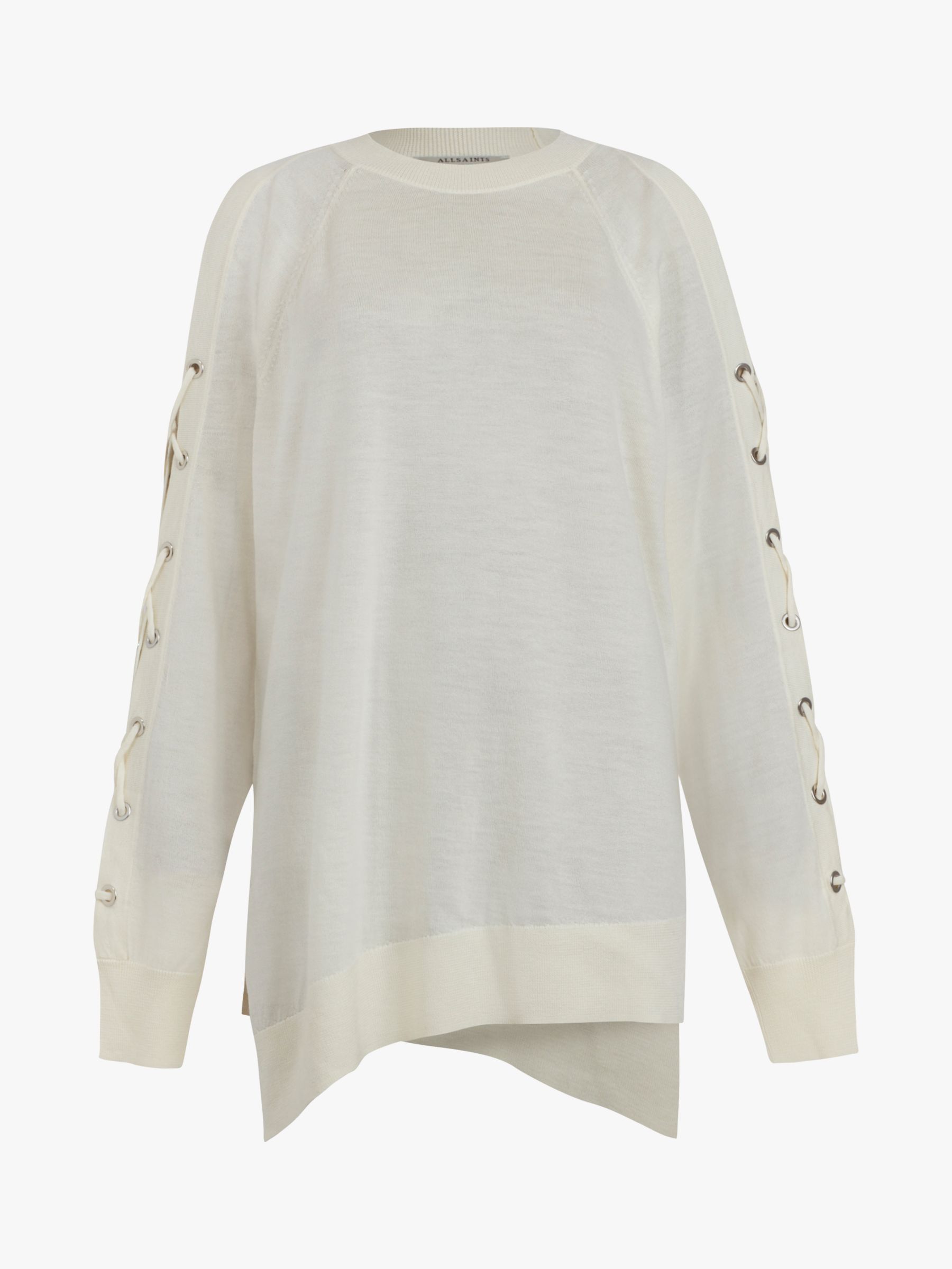 AllSaints Cross Merino Wool Jumper, Chalk White