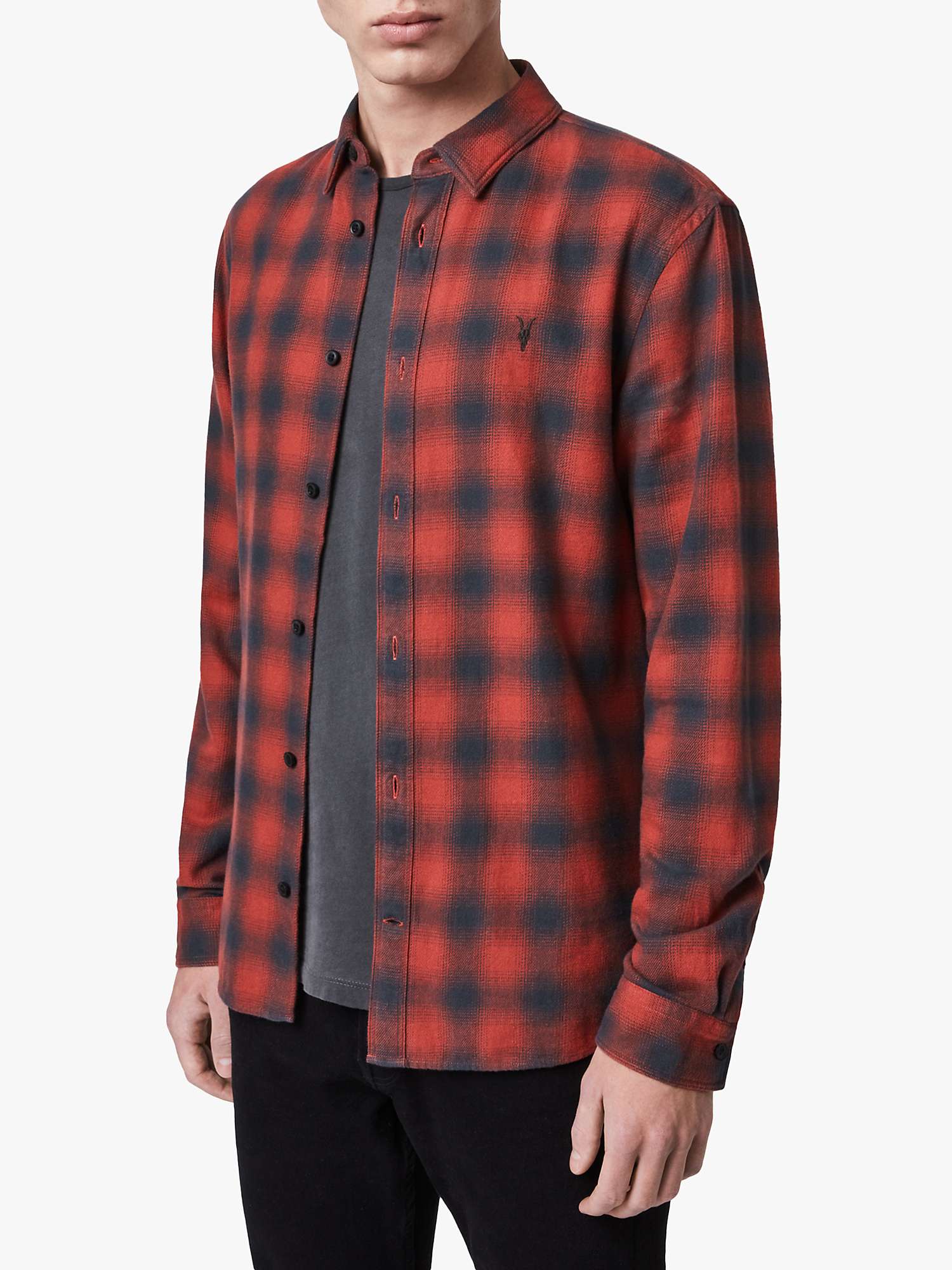 Buy AllSaints Catalpa Check Flannel Shirt, Oxide Red Online at johnlewis.com