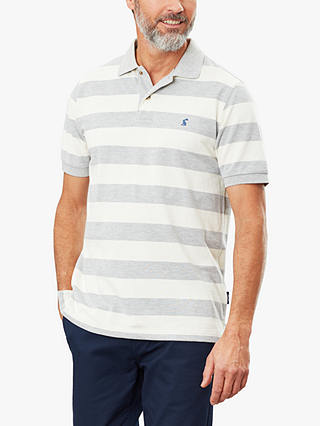 Joules Filbert Striped Polo Shirt, Grey Marl Cream Stripe