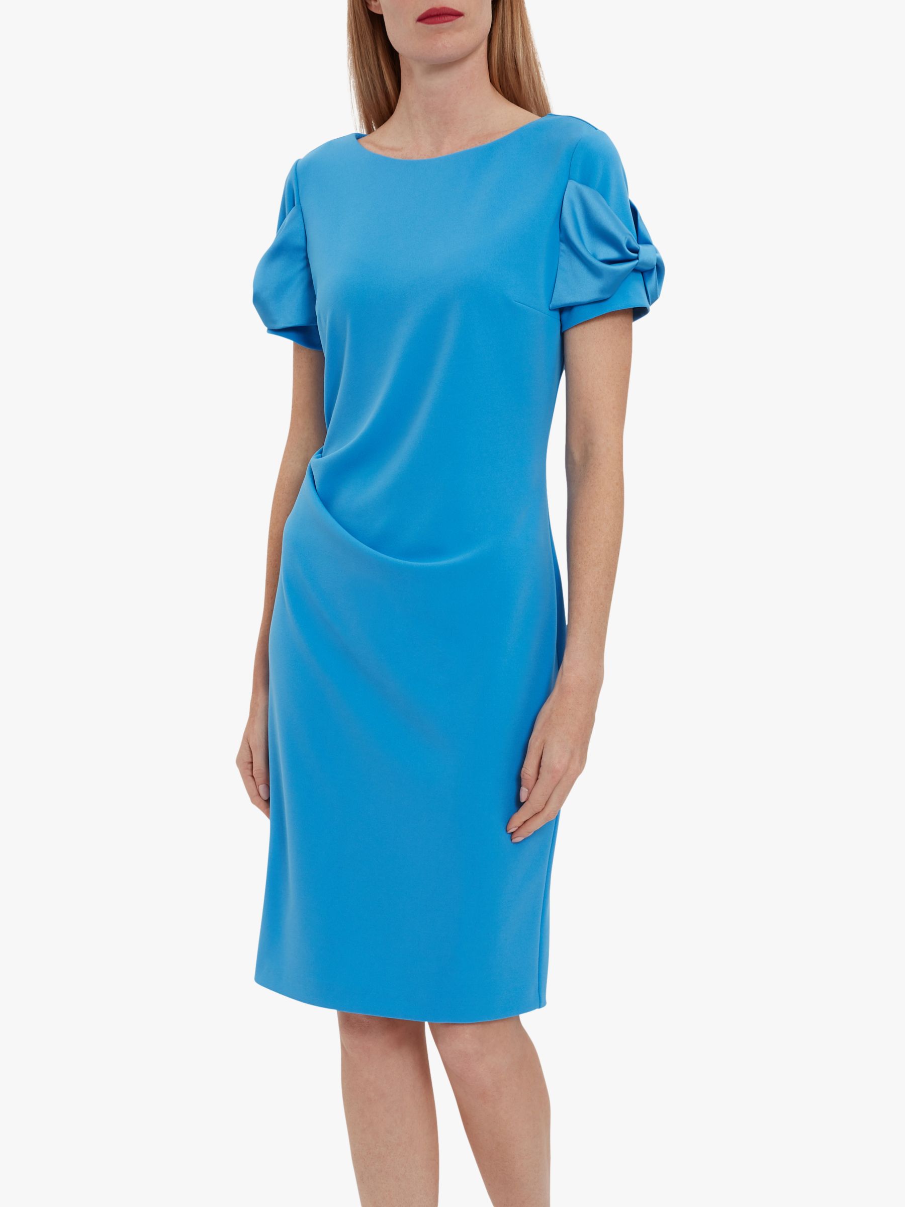 Gina Bacconi Lorene Crepe Satin Bow Dress, Lapis Blue, 20