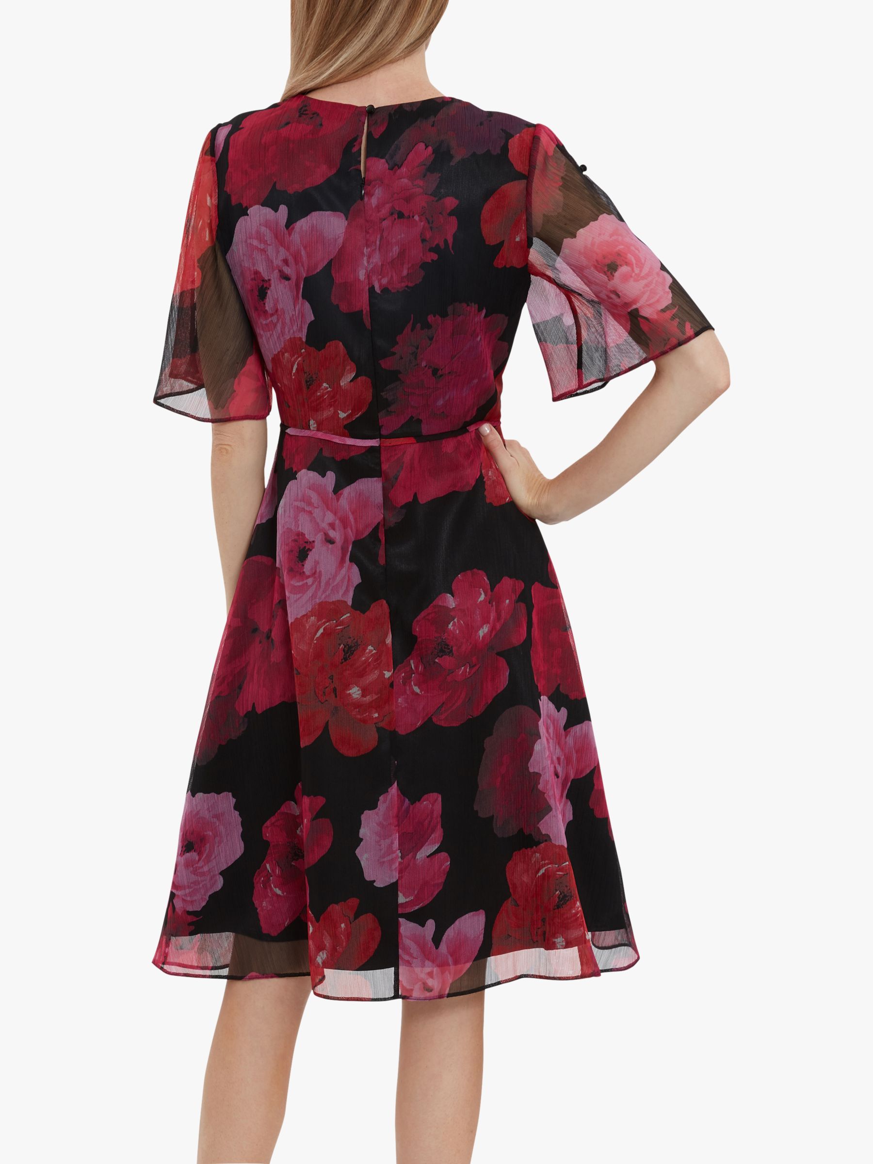 Gina Bacconi Sam Floral Chiffon Dress, Black/Pink