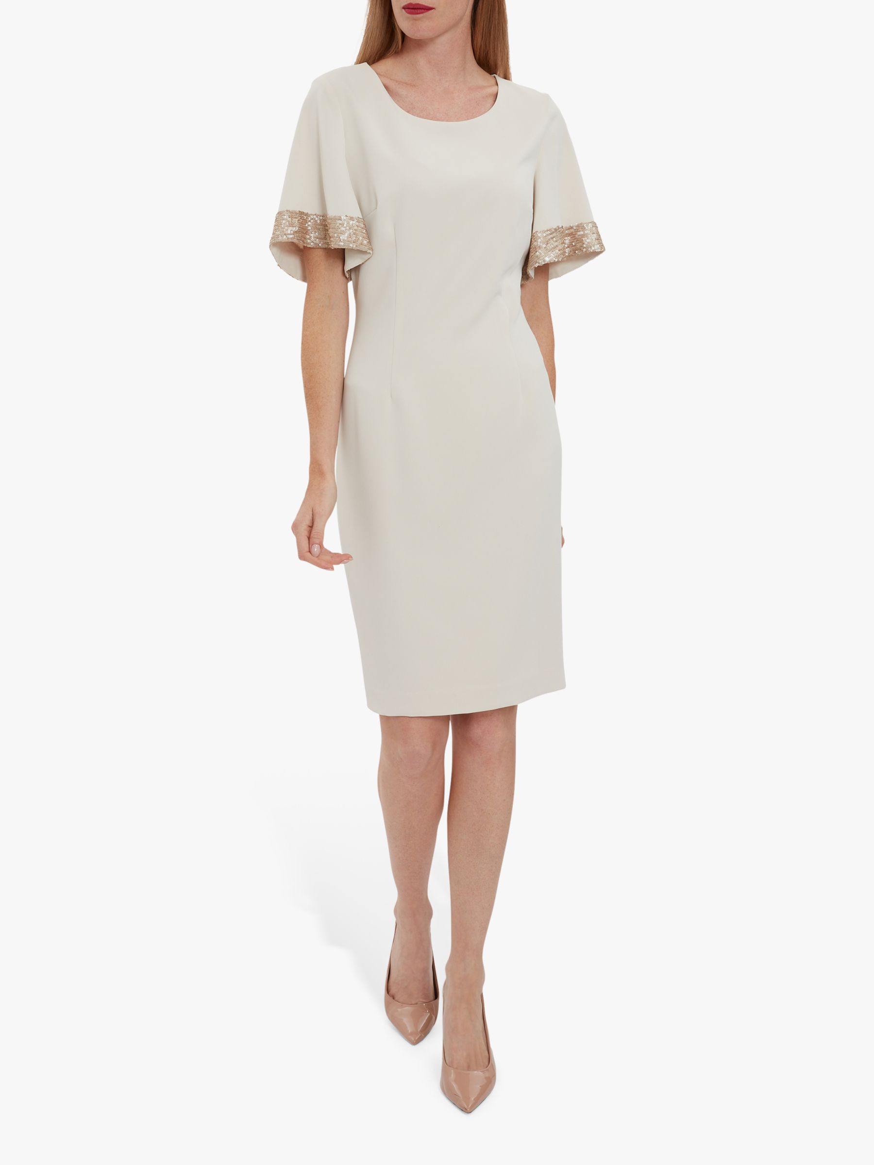 Gina Bacconi Arla Sequin Detail Dress, Buttercream at John Lewis & Partners