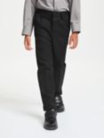 John Lewis Boys' Adjustable Waist Stain Resistant Slim Fit School Trousers, Black