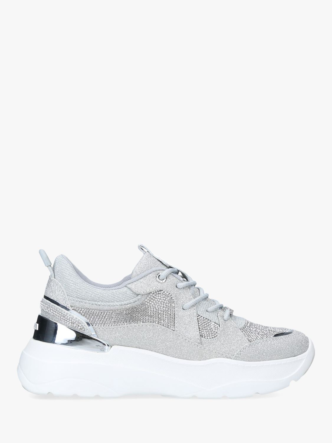 Carvela Louder Chunky Sequin Trainers, Silver at John Lewis & Partners