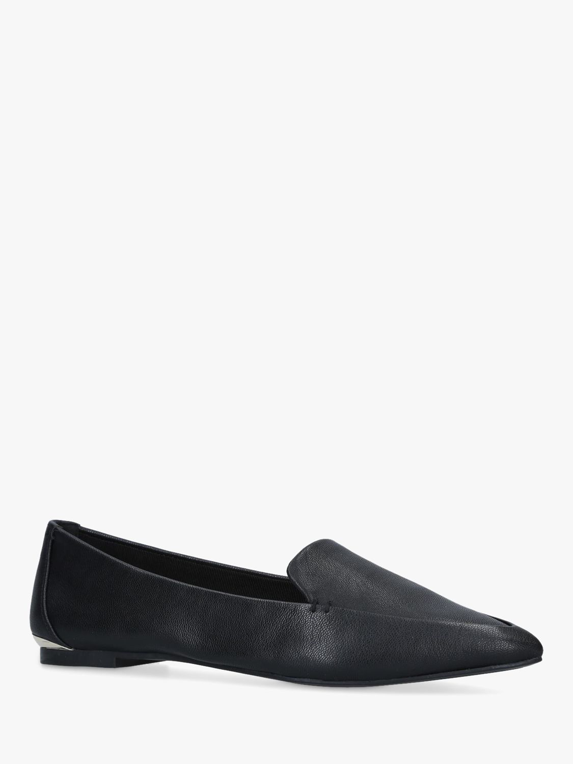 Carvela Land Leather Pointed Toe Ballet Shoes, Black at John Lewis ...
