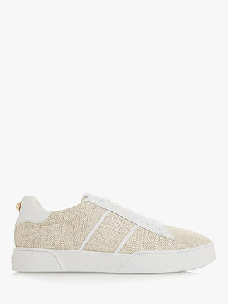 Dune Elsie Lace Up Canvas Trainers, Natural