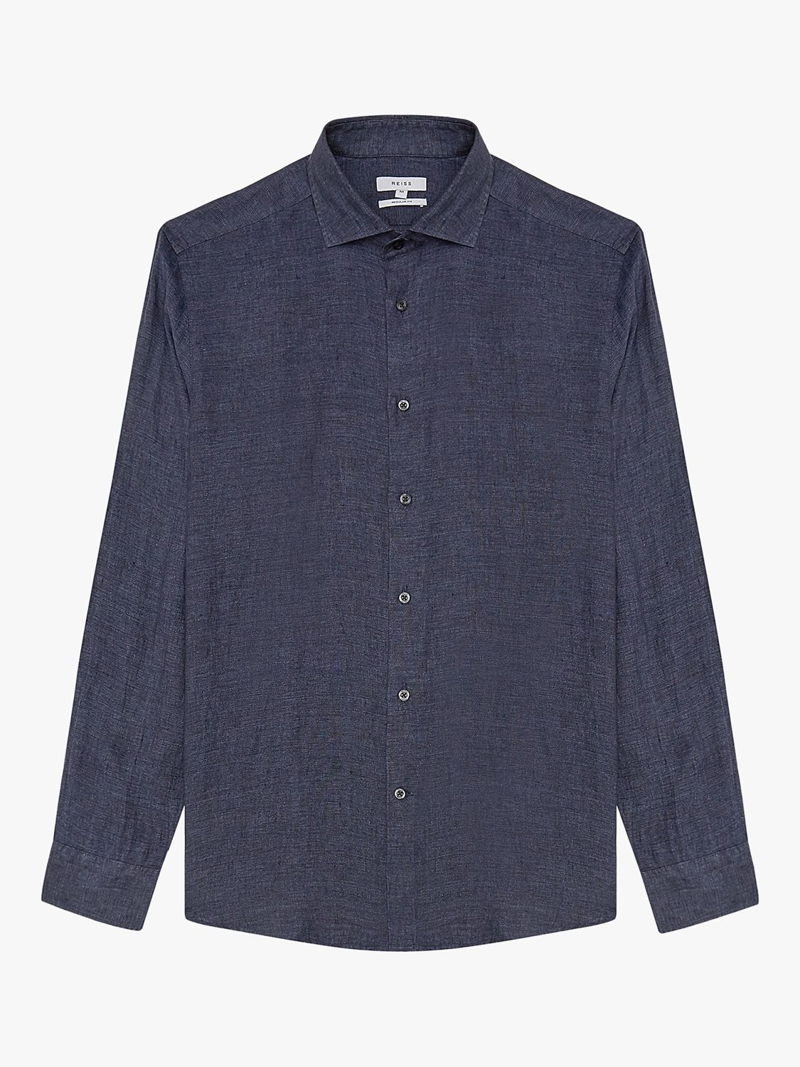 Reiss Ruban Linen Regular Fit Shirt, Navy at John Lewis & Partners