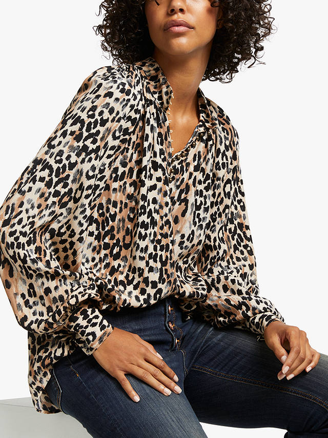 AND/OR Ivy Blurred Leopard Print Blouse, Multi