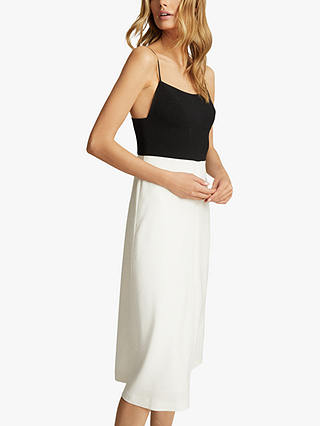 Reiss Isabella Colour Block Cami Midi Dress, Black/White