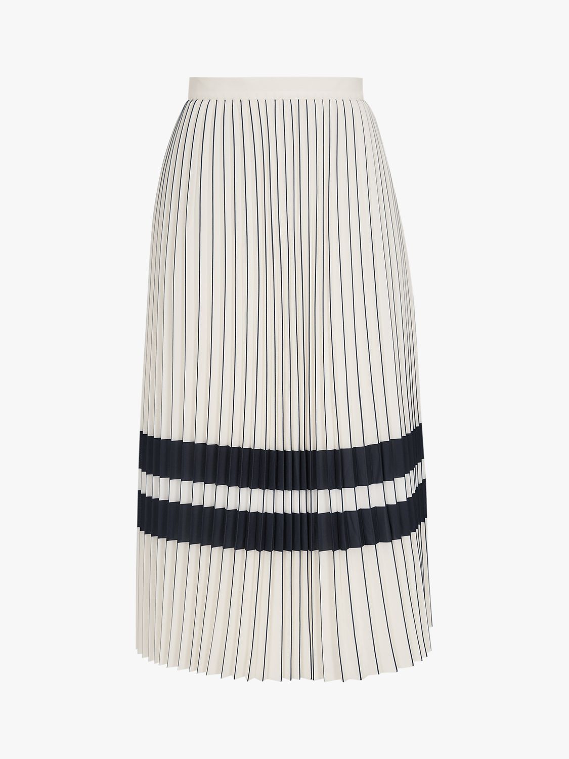 Reiss Annabelle Pleated Midi Skirt, Cream/Navy