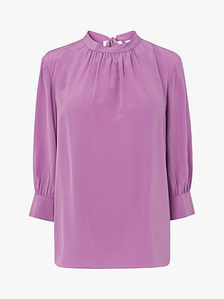 L.K.Bennett Anderson Silk Bow Back Blouse, Lilac
