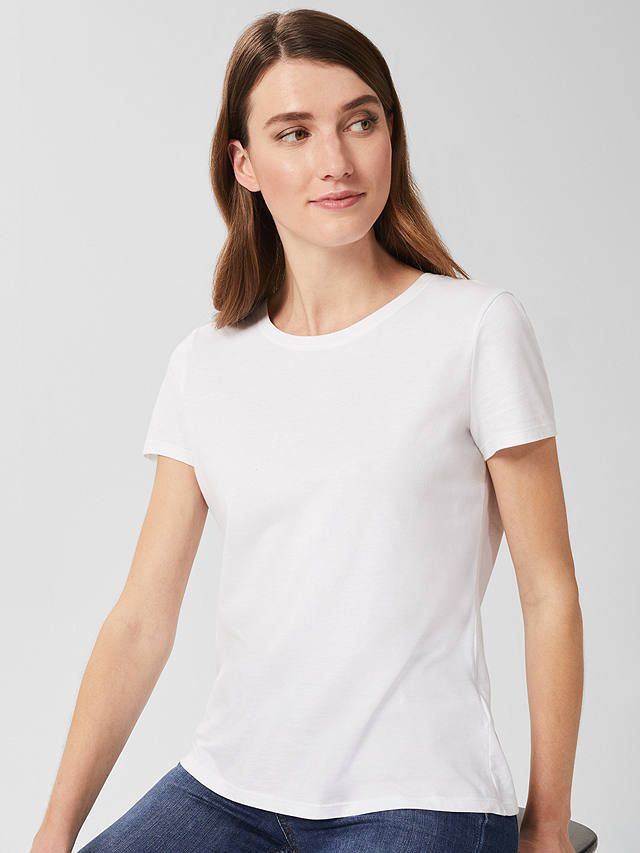 Hobbs Pixie Plain Cotton T-Shirt, White