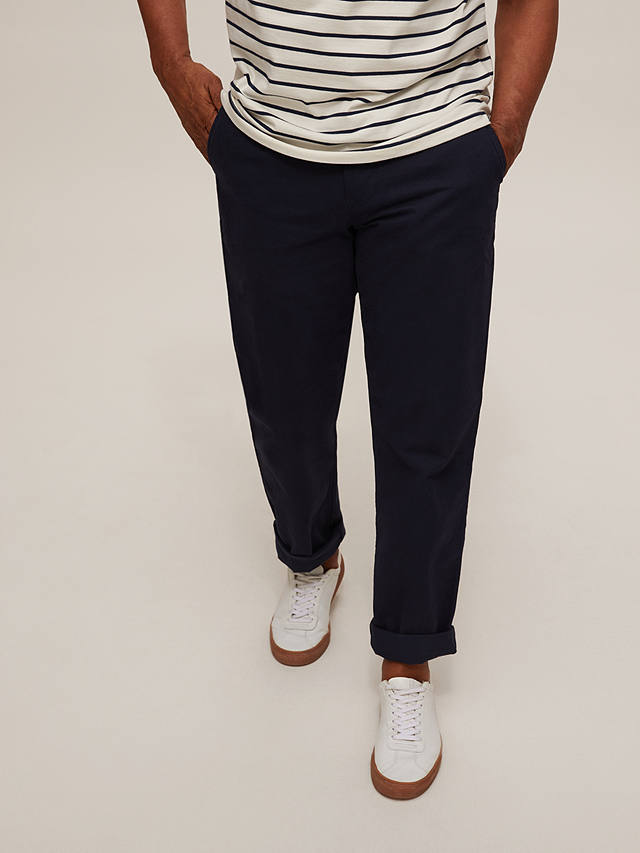 John Lewis Relaxed Fit Cotton Chinos, Navy