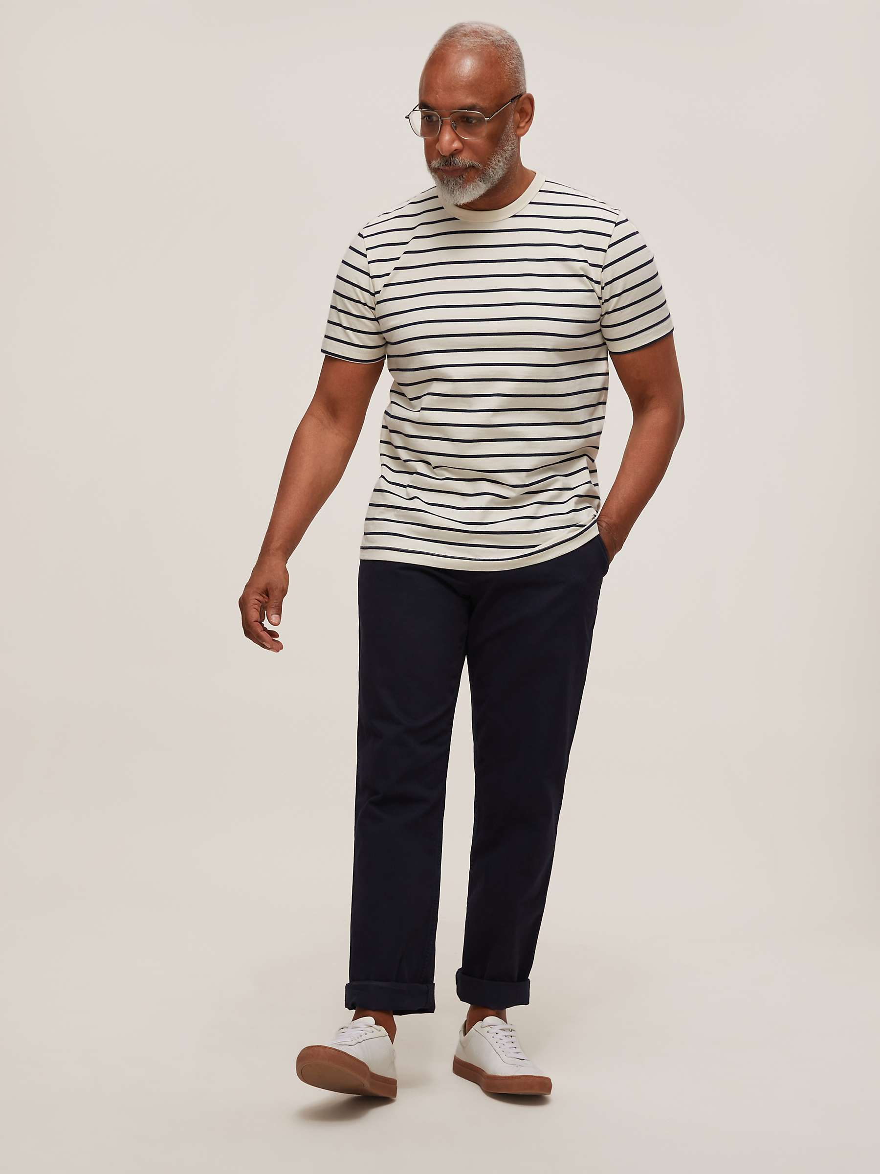 John Lewis Relaxed Fit Cotton Chinos, Navy at John Lewis & Partners