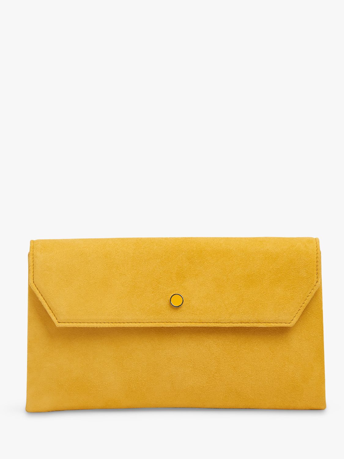 yellow suede clutch bag