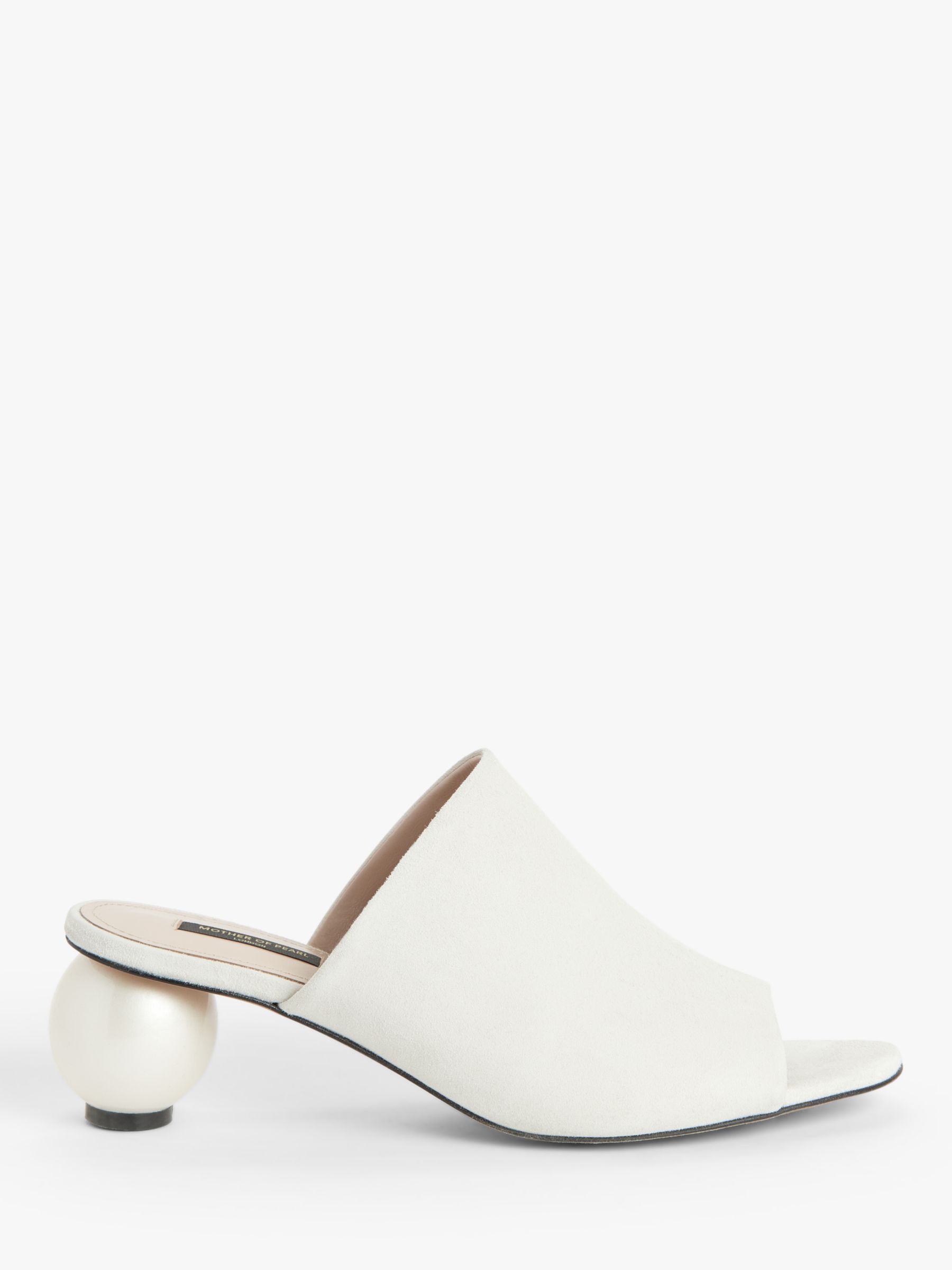 Mother of Pearl Pearl Heel Mules, Stone
