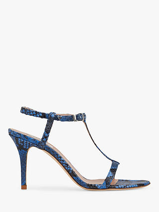 L.K.Bennett North T-Bar Stiletto Heel Sandals, Blue Reptile Print