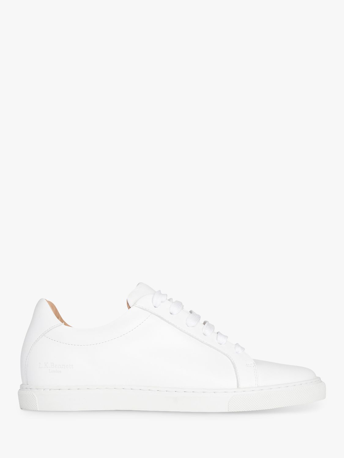 L.K.Bennett Jack Leather Lace Up Trainers, White at John Lewis & Partners