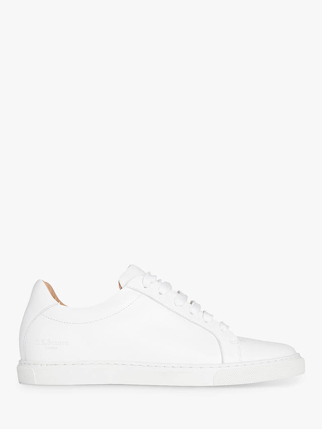 L.K.Bennett Jack Leather Lace Up Trainers, White at John Lewis & Partners